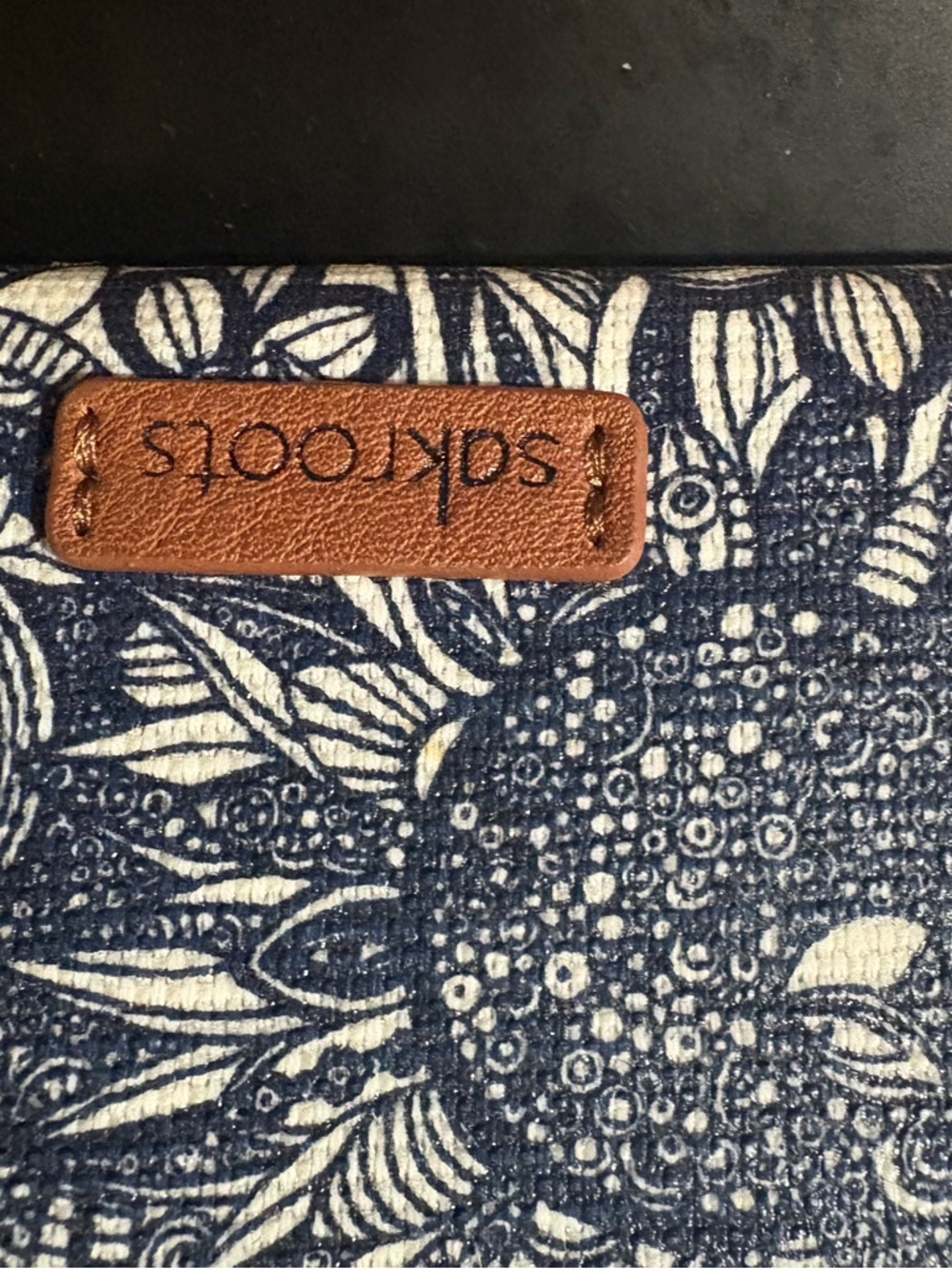 Sakroots Navy Floral Crossbody with Brown Strap - Picture 4 of 4